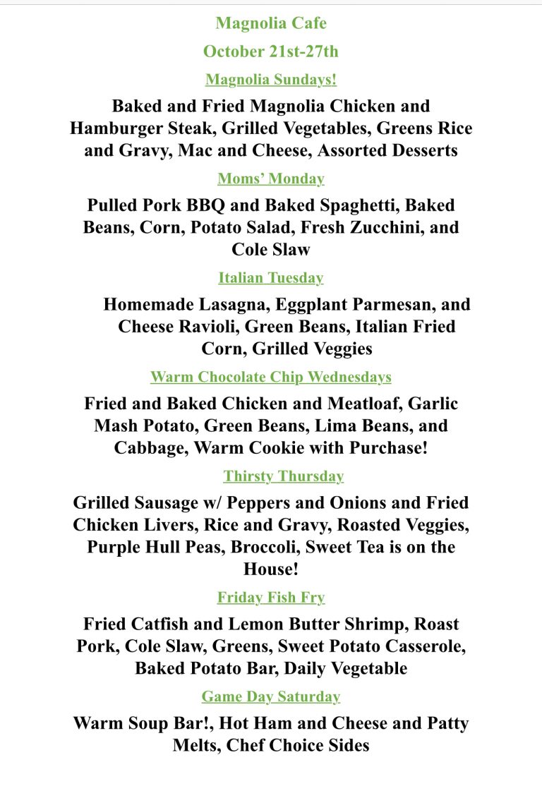 Lunch Menu Winston Medical Center